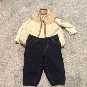 Carter's Cream and Tan Sherpa Vest Set
